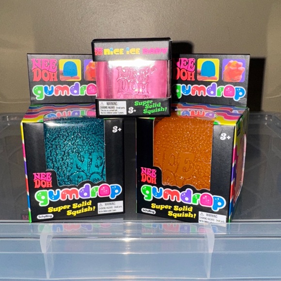 NeeDoh Other - Nee Doh squishy toys: pink Mini Ice Cube and two Gum Drops